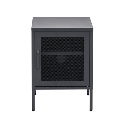 ArtissIn Bedside Table Mesh Door Cabinet - MINI Black