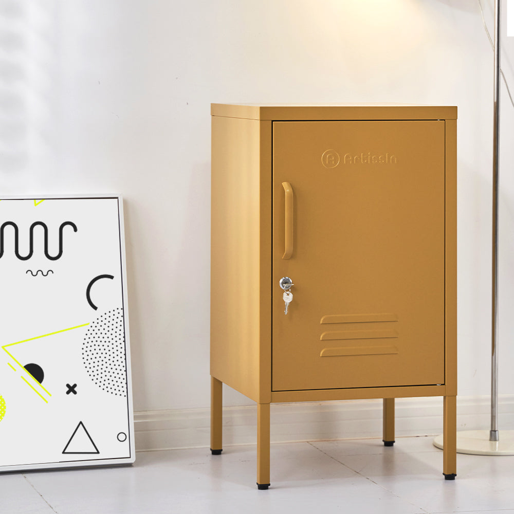 ArtissIn Bedside Table Metal Cabinet - MINI Yellow