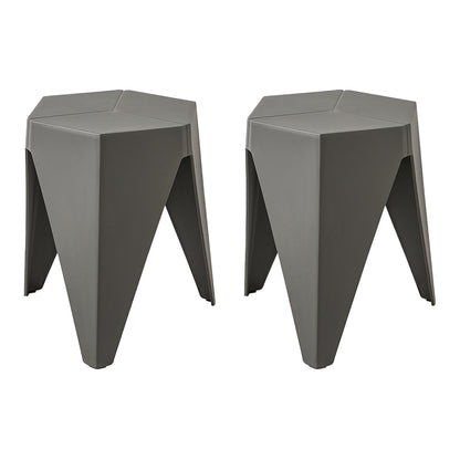 ArtissIn 2x Bar Stools Puzzle Plastic Foot Stool Grey