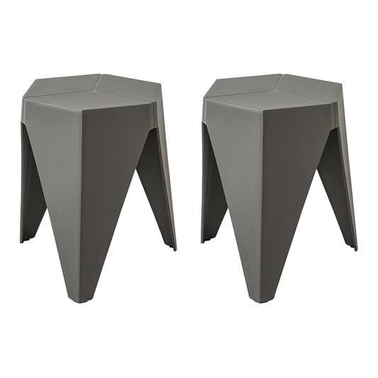 ArtissIn 2x Bar Stools Puzzle Plastic Foot Stool Grey