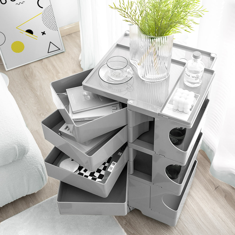 ArtissIn Storage Trolley Bedide Table 5 Tier Cart Boby Replica Grey