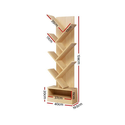 Artiss Tree Bookshelf 7 Tiers - ECHO Oak