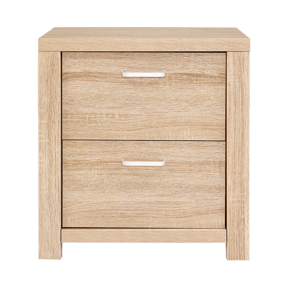 Artiss Bedside Table 2 Drawers - MAXI Pine