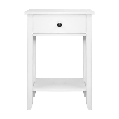 Artiss Bedside Table 1 Drawer with Shelf - BOWIE White