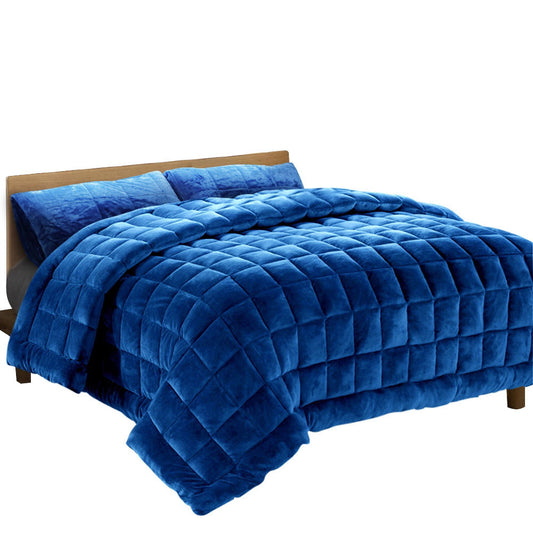 Giselle Bedding Faux Mink Quilt Blue King