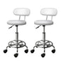 Artiss 2x Salon Stool Swivel Chair Backrest White