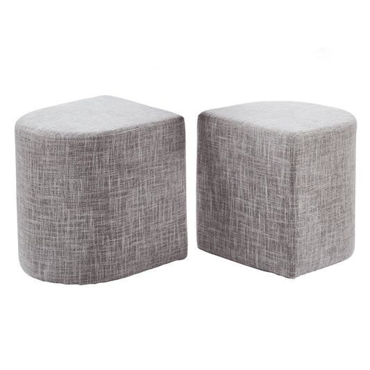 2X Ottoman Stool Linen Fabric Footstool Foot Rest Pouffe Pouf Seat - Dark Grey