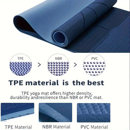 Sport TPE Yoga Mat Exercise Workout Mats Fitness Mat for Home Gym Blue 8mm